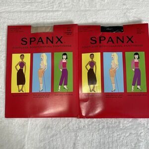 Lot Of 2 Spanx Original Footless Bodyshaping Pantyhose Size E Black / Nude